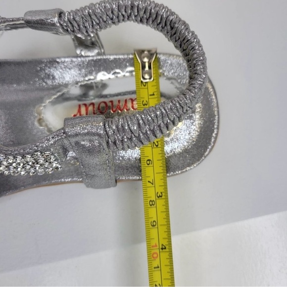 SILVER Rhinestones Adjustable Strap Size 7 Toe Post Summer Beach Womens Sandals - Picture 11 of 12